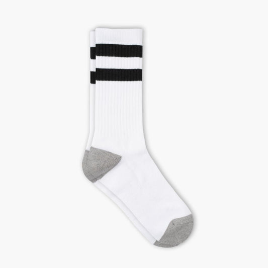 Men's Cotton Crew Sock | White x Black Stripe