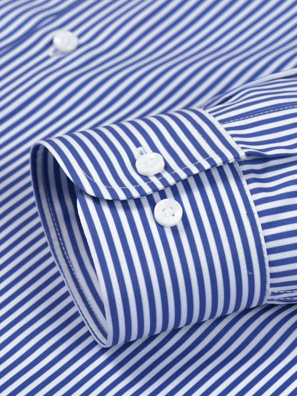 Long Sleeve Stripe Button Up Shirt & Slim Fit Tapered Trousers