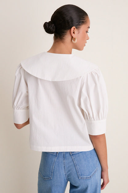 White Cotton Poplin Renee Blouse