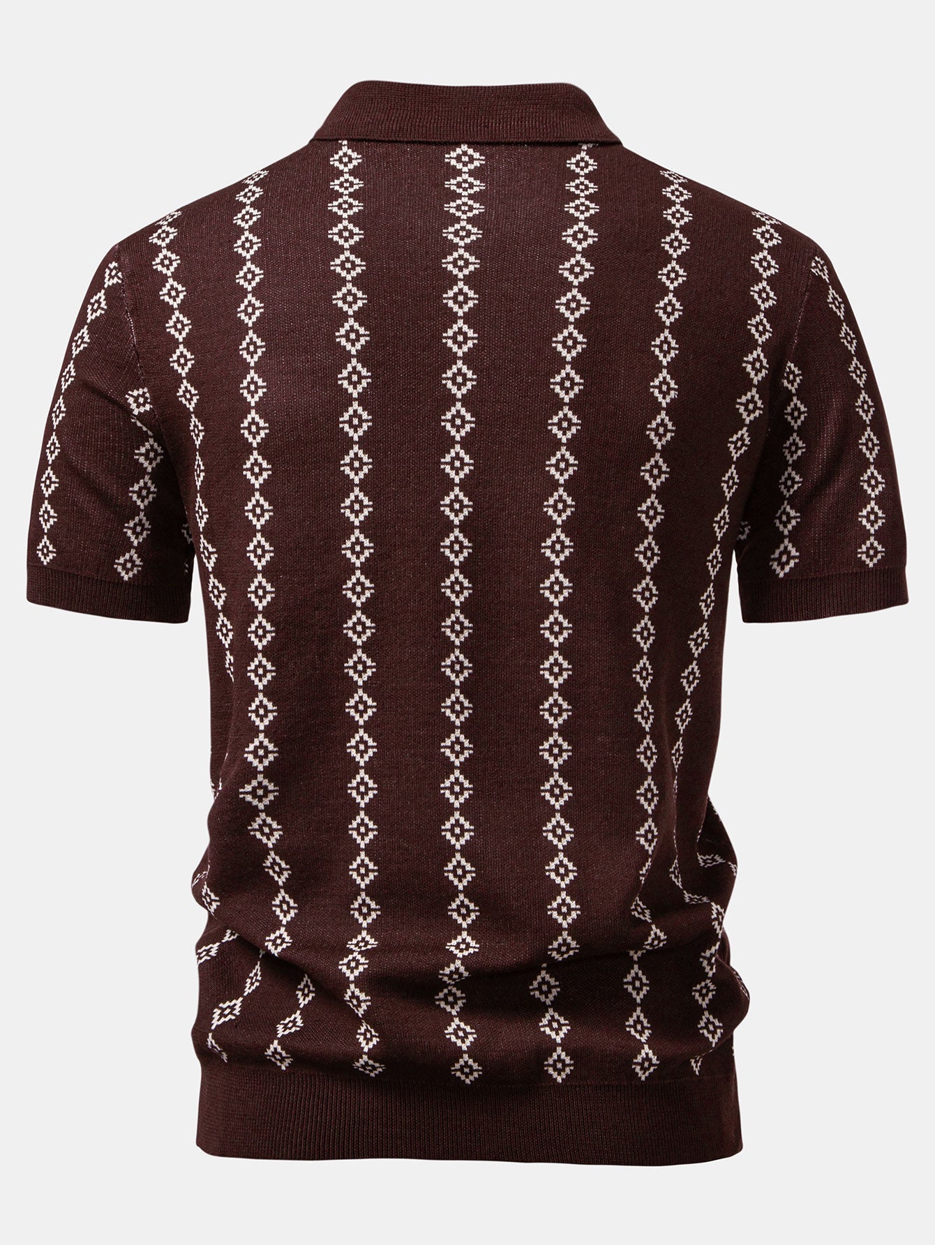 Geometric Knit V Neck Polo Shirt & Slim Fit Tapered Trousers