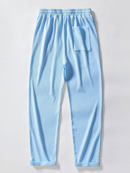 Muscle Fit Ribbed Button Up Shirt & Straight Leg Ribbed Pants